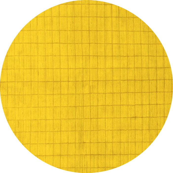 Round Solid Yellow Modern Rug, abs1537yw