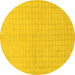 Round Solid Yellow Modern Rug, abs1537yw