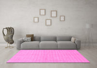 Machine Washable Solid Pink Modern Rug, wshabs1537pnk