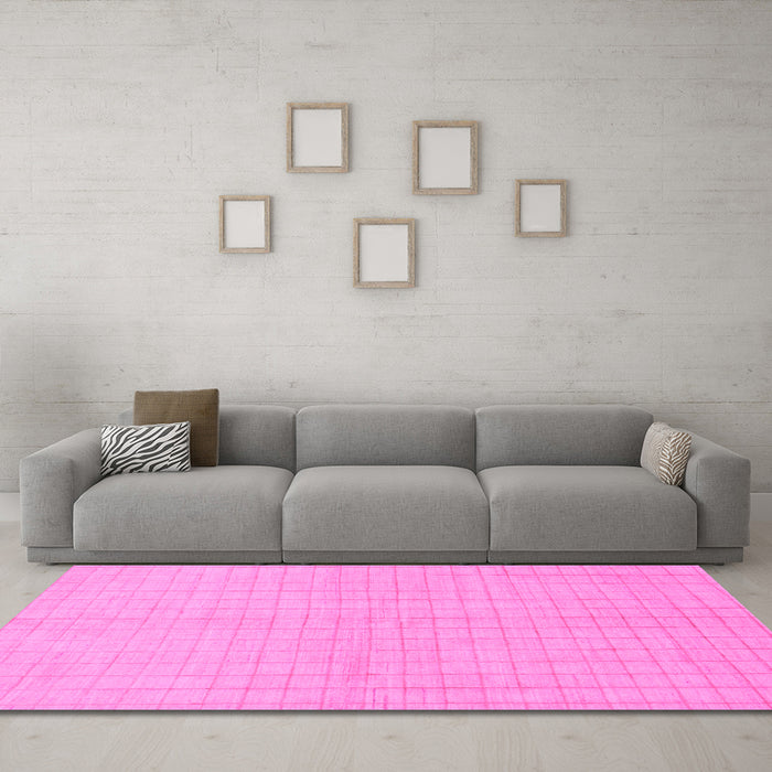 Machine Washable Solid Pink Modern Rug in a Living Room, wshabs1537pnk