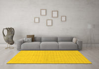 Machine Washable Solid Yellow Modern Rug, wshabs1537yw