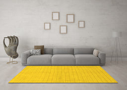 Machine Washable Solid Yellow Modern Rug in a Living Room, wshabs1537yw