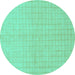 Round Solid Turquoise Modern Rug, abs1537turq