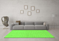 Machine Washable Solid Green Modern Rug, wshabs1537grn