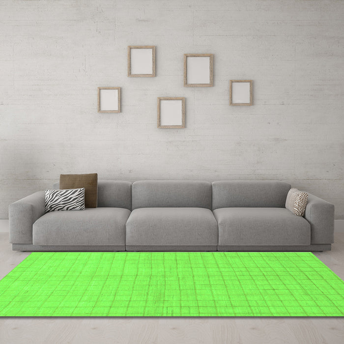 Machine Washable Solid Green Modern Area Rugs in a Living Room,, wshabs1537grn