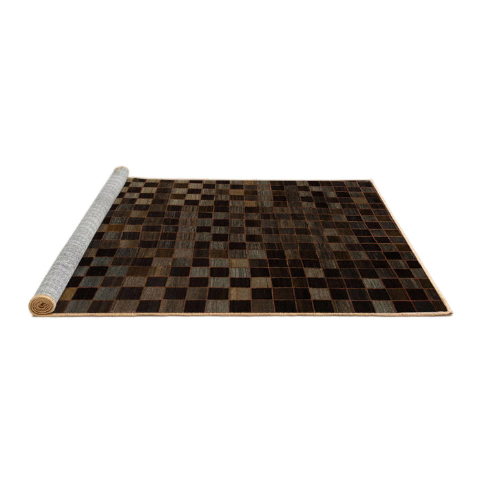 Sideview of Machine Washable Abstract Sepia Brown Rug, wshabs1538
