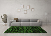 Machine Washable Abstract Green Modern Rug, wshabs1538grn