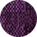 Round Machine Washable Abstract Purple Modern Area Rugs, wshabs1538pur