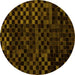 Round Abstract Yellow Modern Rug, abs1538yw