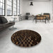 Round Machine Washable Abstract Sepia Brown Rug in a Office, wshabs1538