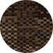 Round Abstract Reddish Brown Modern Rug, abs1538