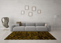 Machine Washable Abstract Yellow Modern Rug in a Living Room, wshabs1538yw
