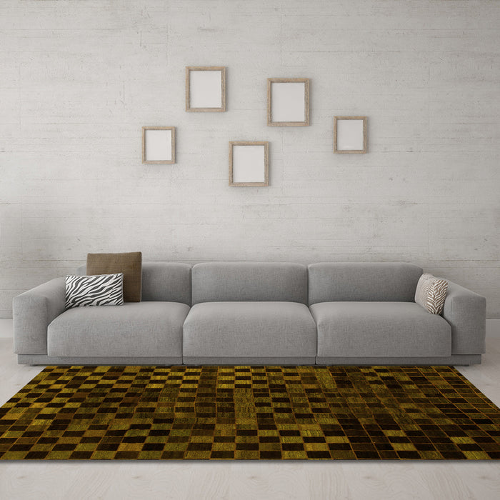 Machine Washable Abstract Yellow Modern Rug in a Living Room, wshabs1538yw