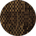 Round Abstract Brown Modern Rug, abs1538brn