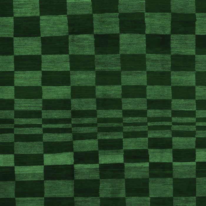 Machine Washable Checkered Emerald Green Modern Area Rugs, wshabs1539emgrn