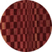 Round Machine Washable Checkered Brown Modern Rug, wshabs1539brn