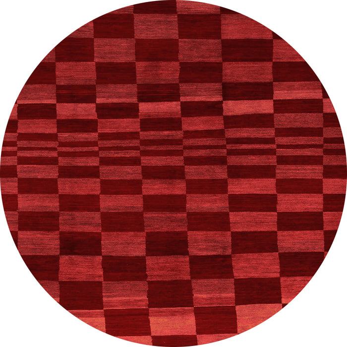 Round Machine Washable Checkered Orange Modern Area Rugs, wshabs1539org