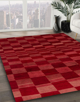 Abstract Red Checkered Rug in Family Room, abs1539