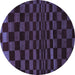Round Machine Washable Checkered Blue Modern Rug, wshabs1539blu