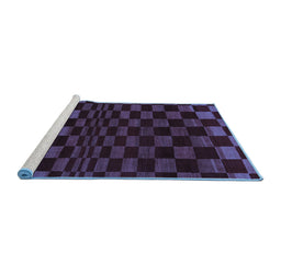 Sideview of Machine Washable Checkered Blue Modern Rug, wshabs1539blu