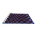 Sideview of Machine Washable Checkered Blue Modern Rug, wshabs1539blu