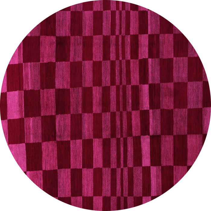 Round Machine Washable Checkered Pink Modern Rug, wshabs1539pnk