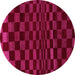 Round Machine Washable Checkered Pink Modern Rug, wshabs1539pnk