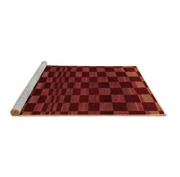 Sideview of Machine Washable Checkered Brown Modern Rug, wshabs1539brn