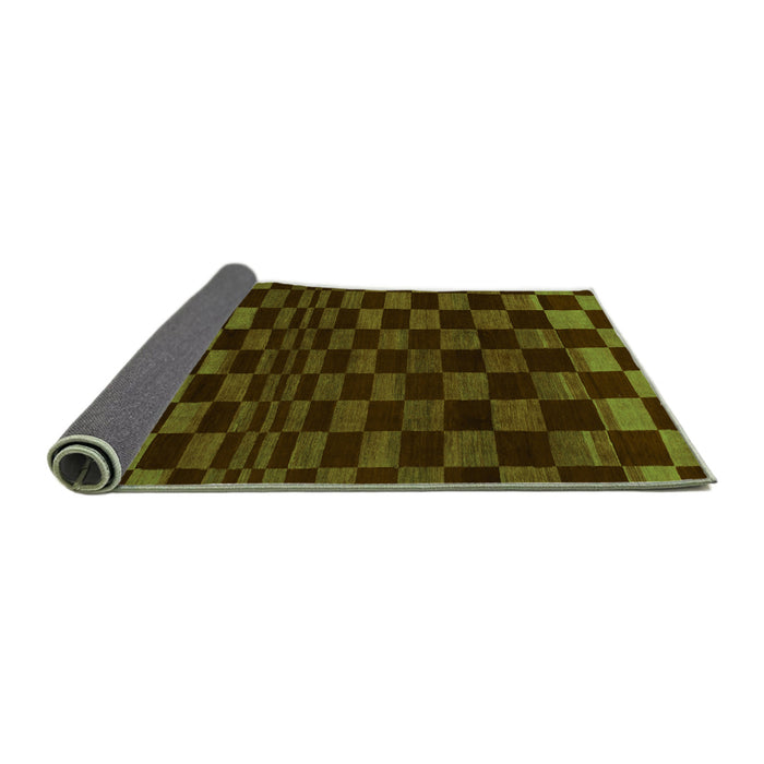 Sideview of Checkered Green Modern Rug, abs1539grn