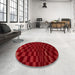 Round Abstract Red Checkered Rug in a Office, abs1539