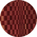 Round Checkered Brown Modern Rug, abs1539brn