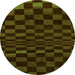 Round Machine Washable Checkered Green Modern Area Rugs, wshabs1539grn