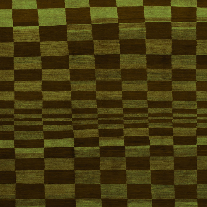 Square Machine Washable Checkered Green Modern Area Rugs, wshabs1539grn