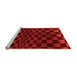 Sideview of Machine Washable Checkered Orange Modern Area Rugs, wshabs1539org