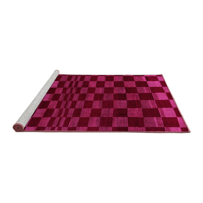 Sideview of Machine Washable Checkered Pink Modern Rug, wshabs1539pnk