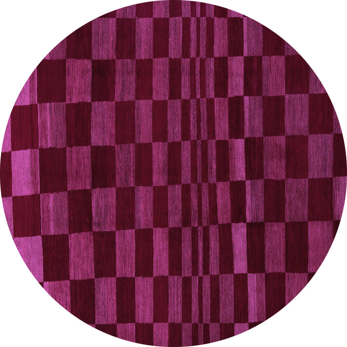 Round Machine Washable Checkered Purple Modern Area Rugs, wshabs1539pur