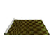Sideview of Machine Washable Checkered Green Modern Area Rugs, wshabs1539grn