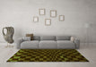 Machine Washable Checkered Green Modern Area Rugs in a Living Room,, wshabs1539grn
