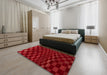 Abstract Red Checkered Rug in a Bedroom, abs1539