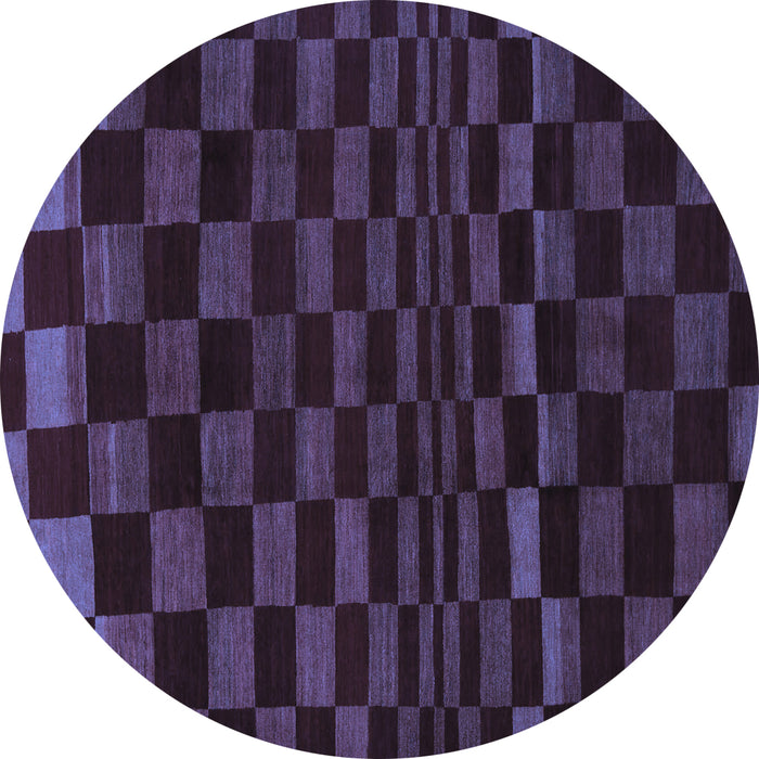 Round Checkered Blue Modern Rug, abs1539blu