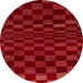 Round Abstract Red Checkered Rug, abs1539