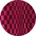 Round Checkered Pink Modern Rug, abs1539pnk