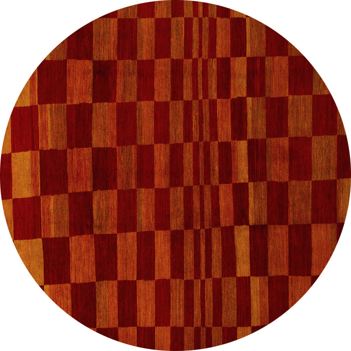 Round Machine Washable Checkered Yellow Modern Rug, wshabs1539yw