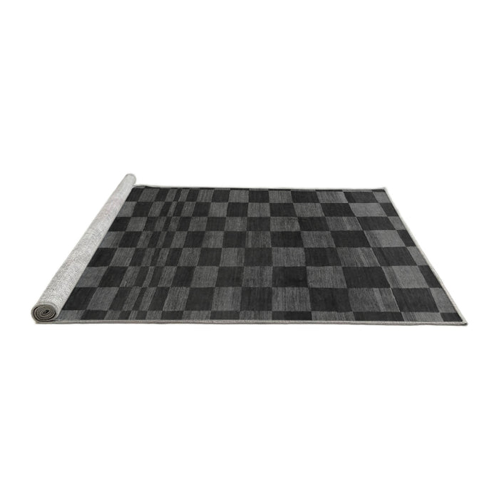 Sideview of Machine Washable Checkered Gray Modern Rug, wshabs1539gry