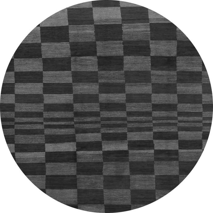 Round Machine Washable Checkered Gray Modern Rug, wshabs1539gry
