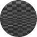 Round Machine Washable Checkered Gray Modern Rug, wshabs1539gry