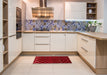 Abstract Red Checkered Rug in a Kitchen, abs1539