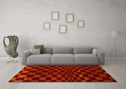 Machine Washable Checkered Yellow Modern Rug in a Living Room, wshabs1539yw