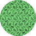 Round Machine Washable Abstract Emerald Green Modern Area Rugs, wshabs153emgrn