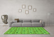 Machine Washable Abstract Green Modern Area Rugs in a Living Room,, wshabs153grn